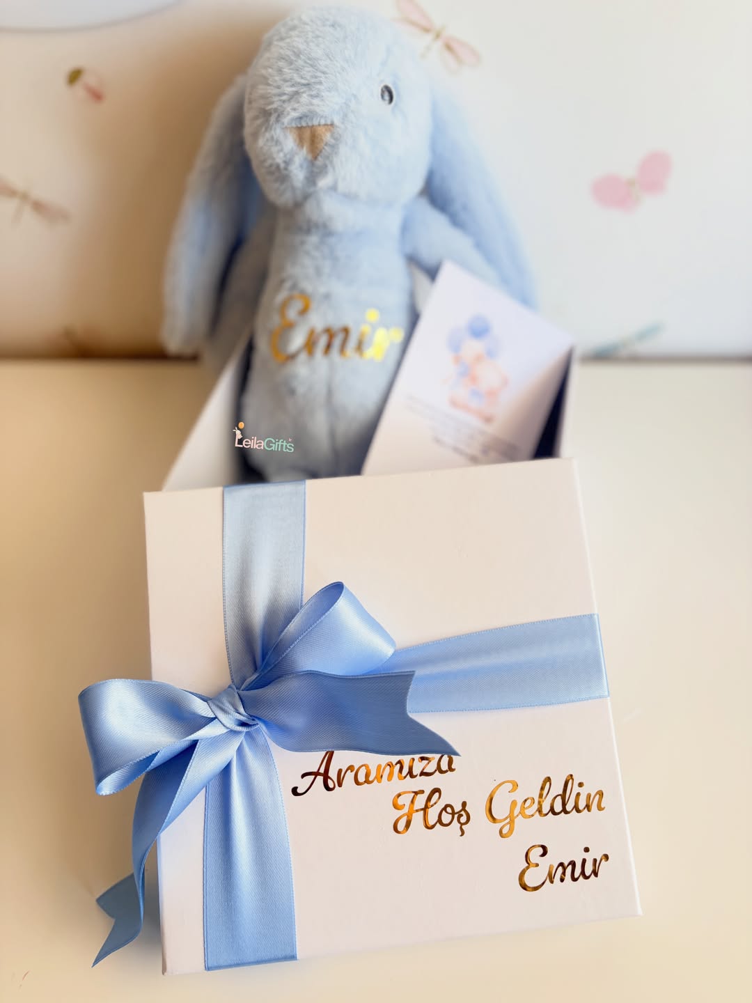 KİŞİYE ÖZEL HEDİYE KUTUSU & İSİM BASKILI UYKU ARKADAŞI TAVŞAN